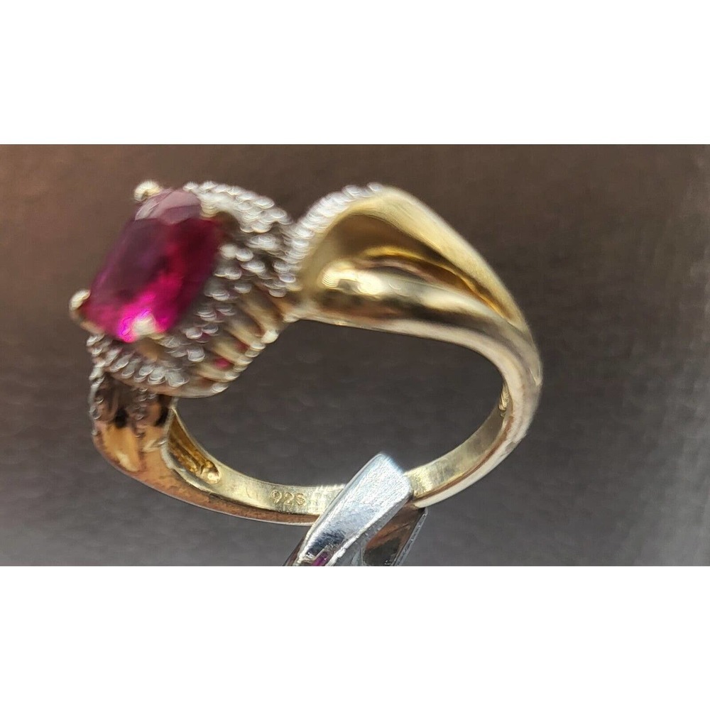 Cushion Cut Flawless Lab Created Ruby & Diamond R… - image 2